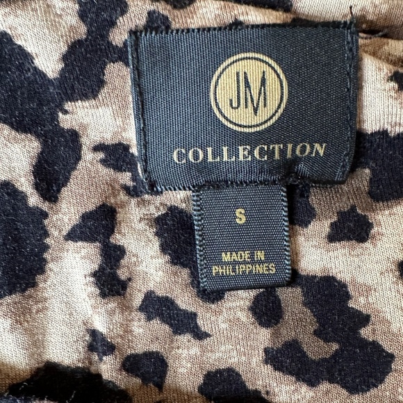 *JM COLLECTION* Brown x Tan Cheetah Print Long Sleeve Shirt Size Small - Picture 6 of 7